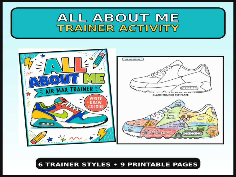 All About Me Trainer Activity | Back to School Sneaker Colouring Worksheets | KS2