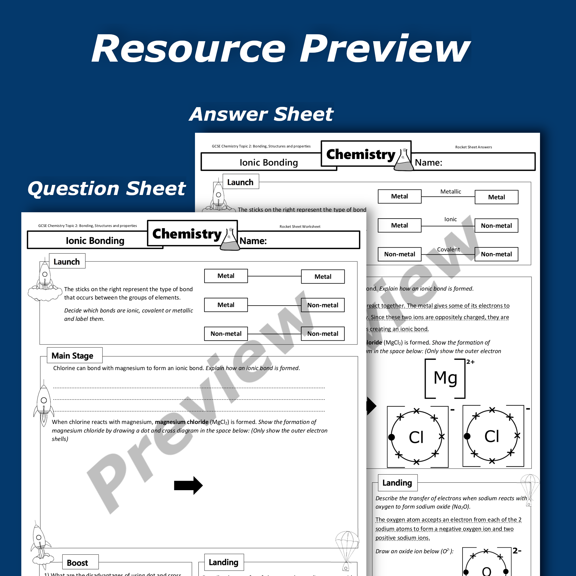 Ionic Bonding Home Learning Worksheet GCSE Teaching Resources