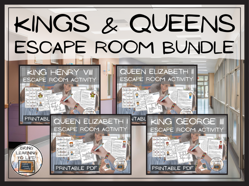 Kings and Queens of England Escape Room Activity Bundle | Year 5 or Year 6