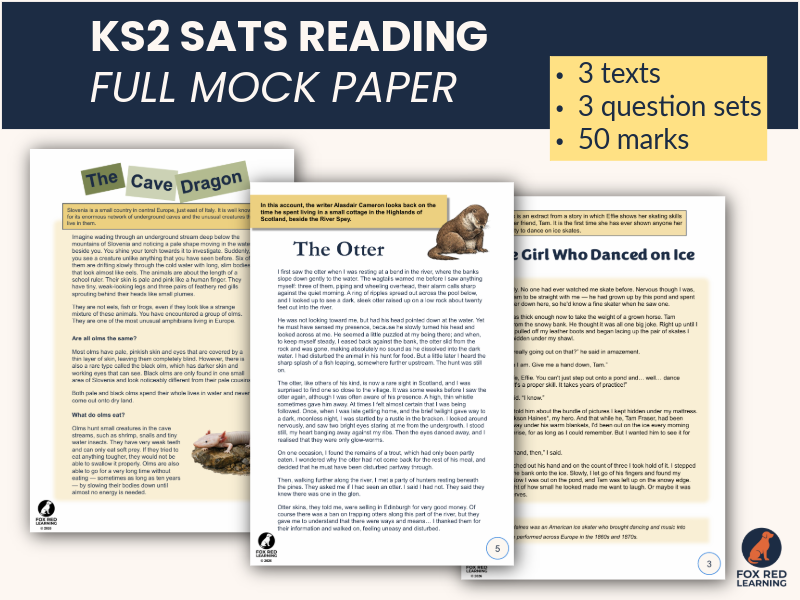 Year 6 SATs Reading Mock Paper 2 | KS2 Reading Practice Test with Mark Scheme | 3 Texts | 50 Marks