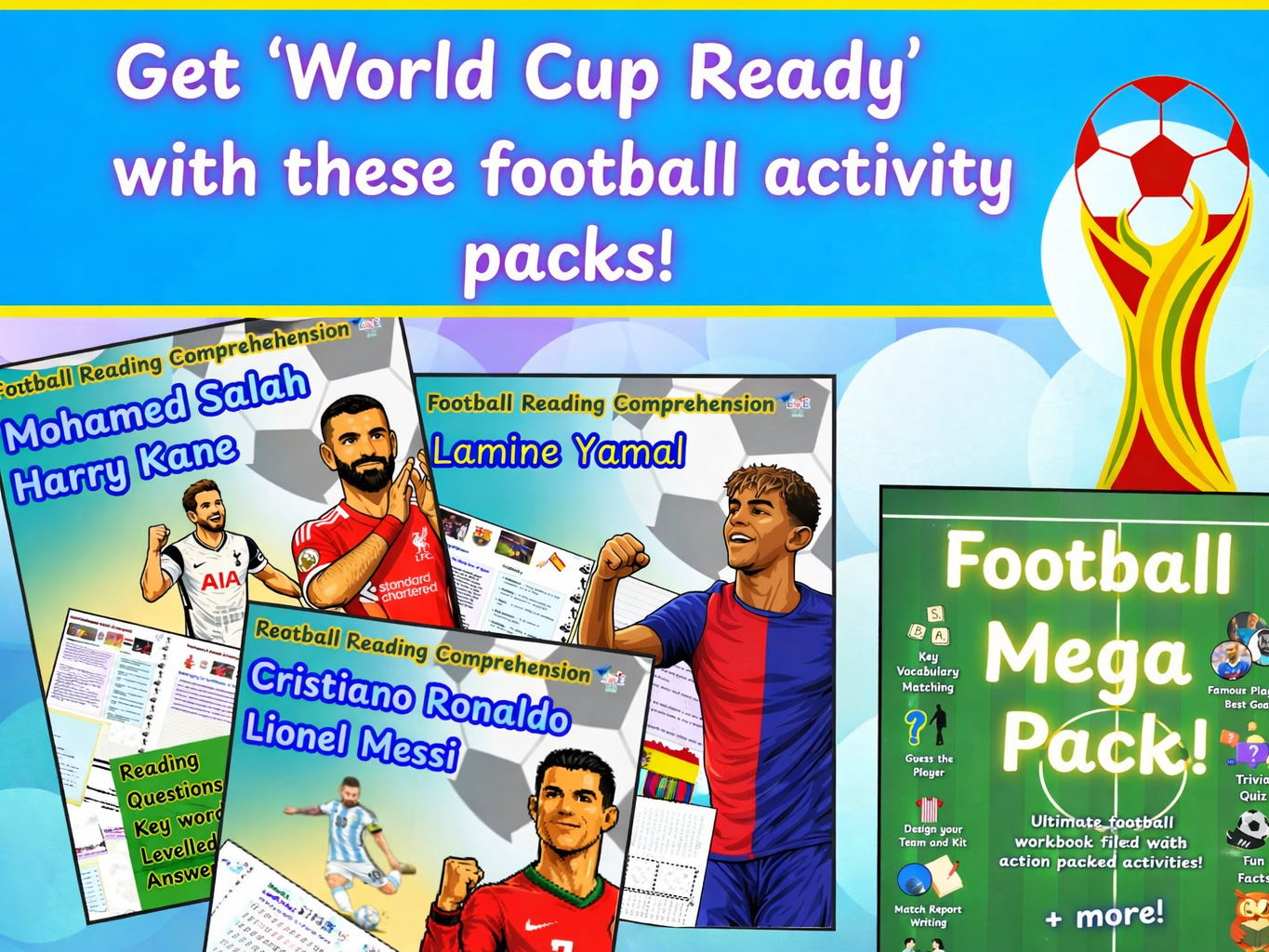 Get World Cup Ready! A bundle of Activity Packs - Famous players, Reading, etc