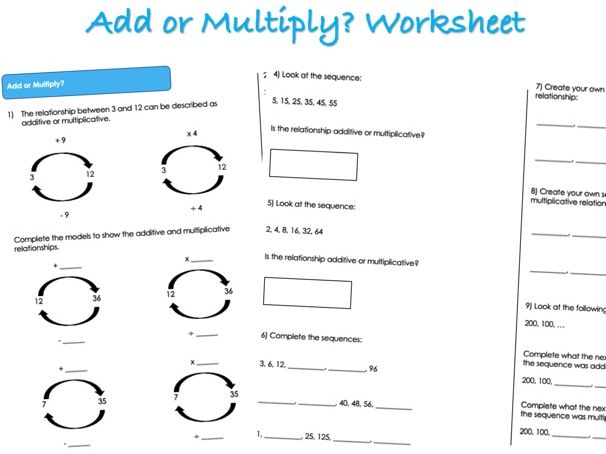 Ratio Worksheet - Add or Multiply?