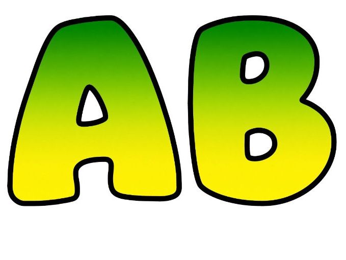 Green Yellow Bubble Letters | Plain Colour Bulletin Board Letters | Printable Alphabet A-Z and 0-9