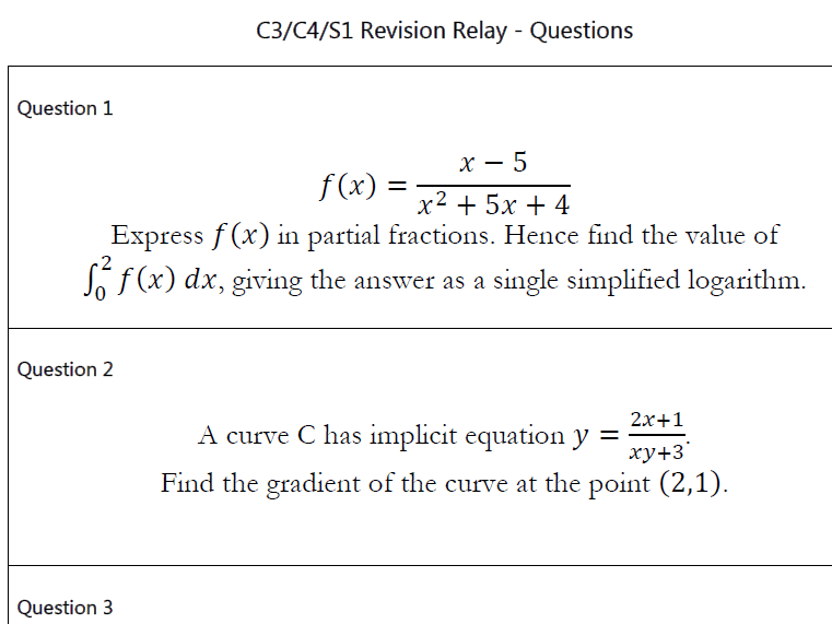 WJEC C3, C4 and S1 Revision Relay