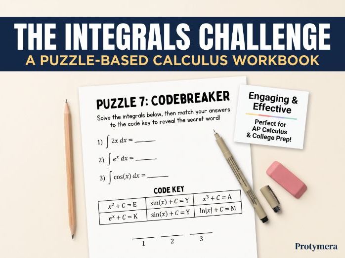 The Integrals Challenge - Calculus Puzzle Workbook: Math Practice | Math Puzzle Game
