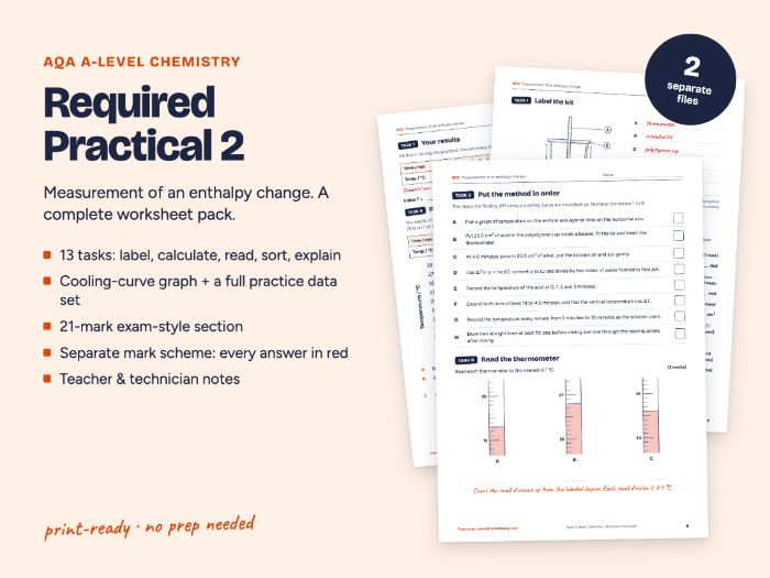 AQA A-level Chemistry RP2 Enthalpy Worksheet