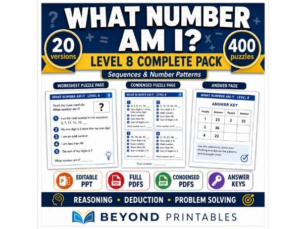 What Number Am I? Level 08: Advanced Divisibility | 20-Version Bundle