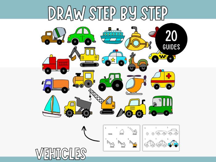 20 Step-by-Step Drawing Prompts - Vehicles