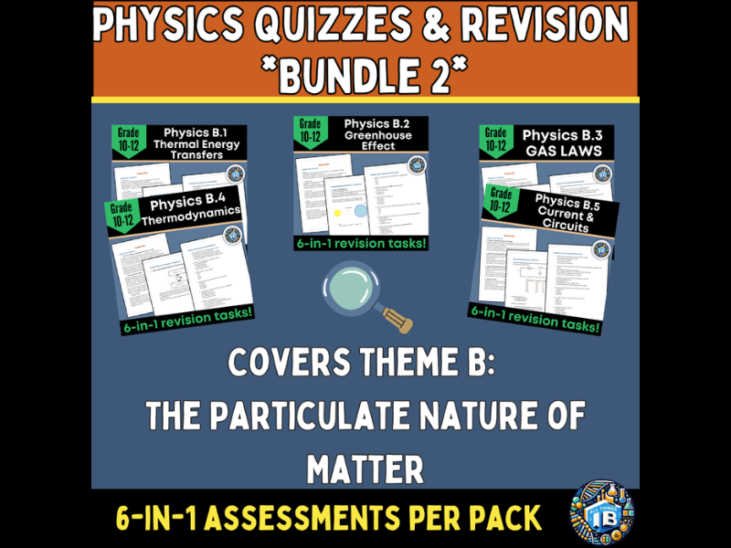 IB DP Physics: Bundle 2 – Theme B: Particle Nature of Matter Quiz & Revision Pack (2026)