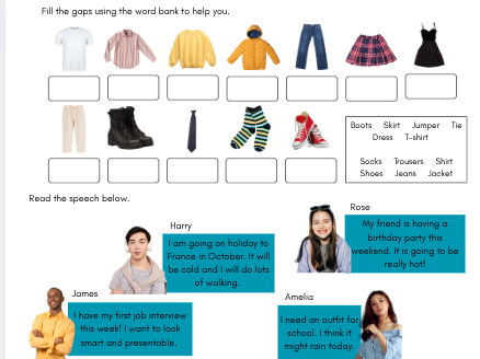 A2 ESL Clothes | Descriptions and Present Continuous Tense