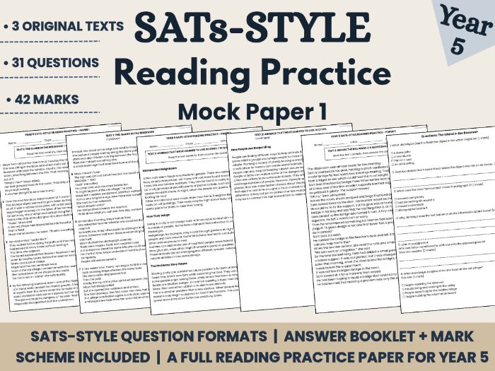 Year 5 SATs-Style Reading Practice Paper | 3 Texts: Fiction & Non-Fiction | Answer Keys Included