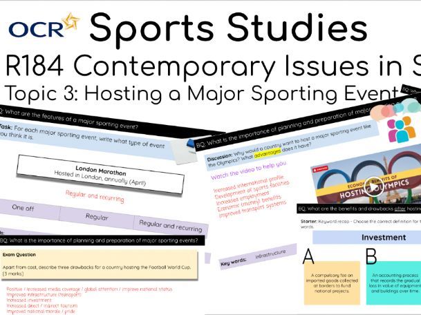 OCR Cambridge Nationals - R184 Topic 3 - 3.4 Hosting a Major Sporting Event