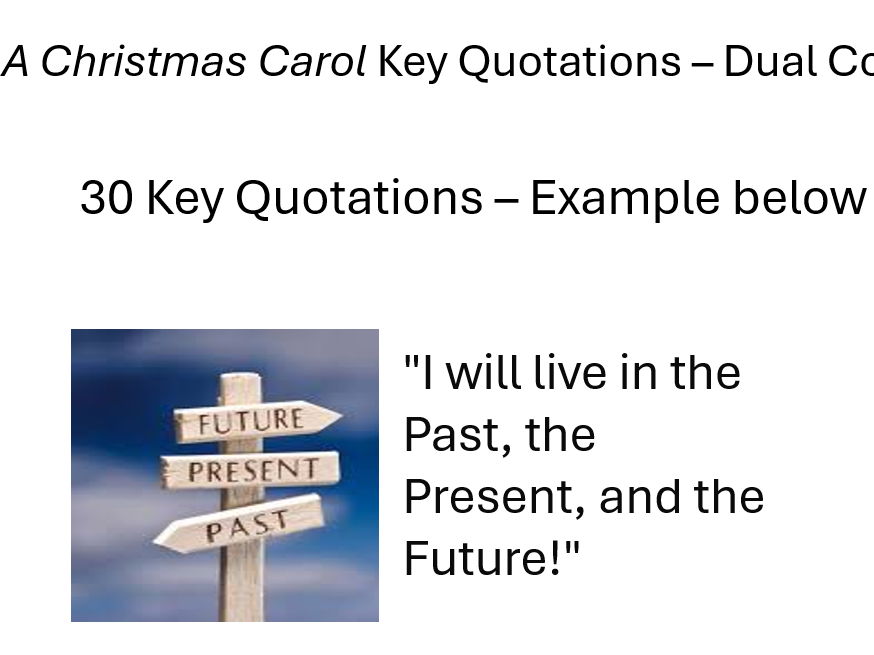 A Christmas Carol - Key Quotations Revision Cards (Dual Coded)