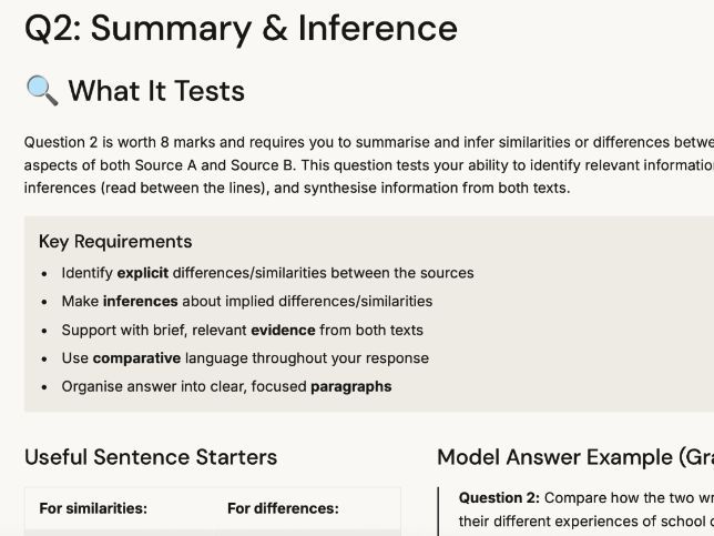 GCSE Language Paper 2: Q1–Q4 Guide + Practice Paper