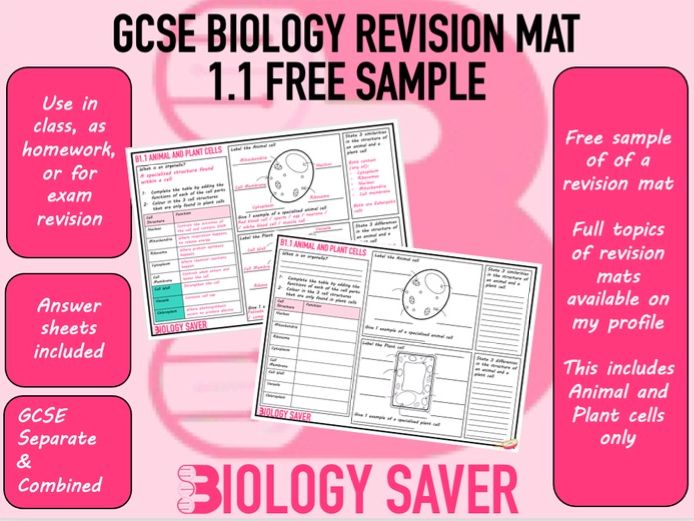 GCSE Biology Revision Mats - 1.1 Cell Structure *Sample* | Teaching ...