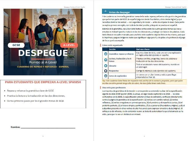 Spanish GCSE to A-level Transition Booklet_Despegue_New 2026