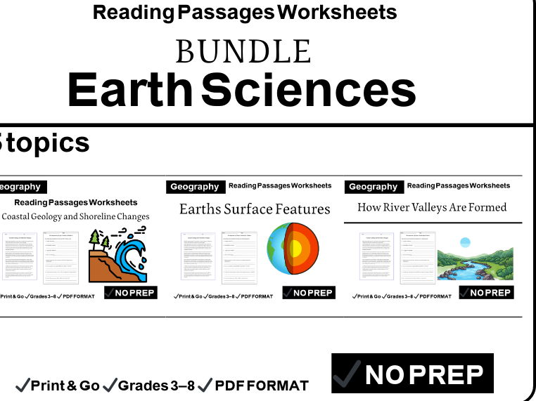 BUNDLE — Earth Sciences Reading Comprehension Worksheets