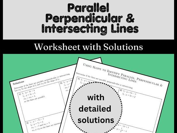 Parallel Perpendicular & Intersecting Lines Worksheet with Solutions