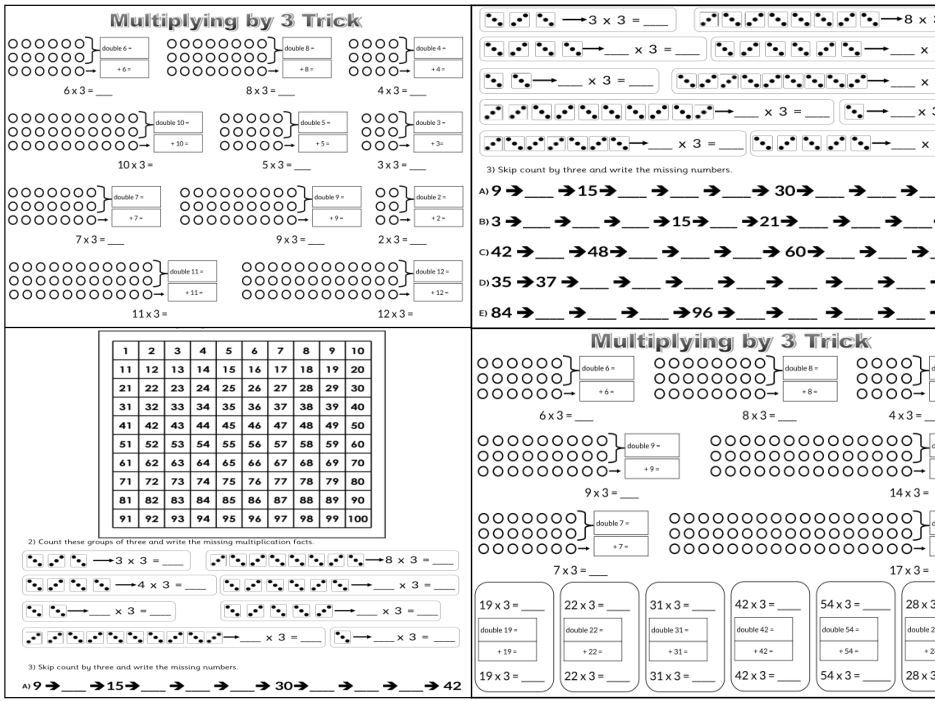 Three Times Table Worksheets