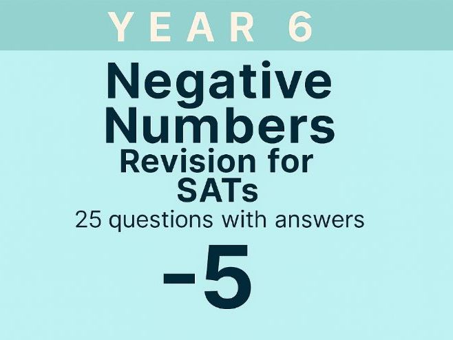 Year 6 Maths Revision for SATs: Negative Numbers | 25 Questions with Answers