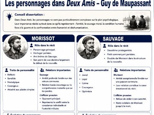 Maupassant - Deux Amis knowledge organisers