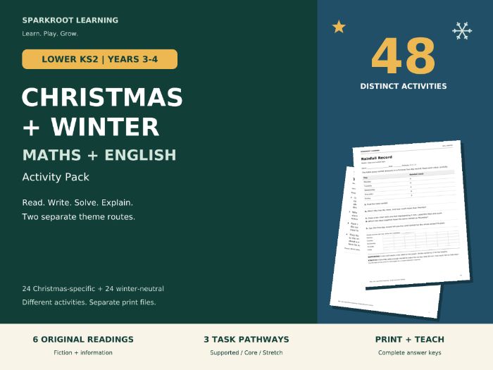Christmas and Winter Maths & English Activities | Lower KS2 Years 3–4
