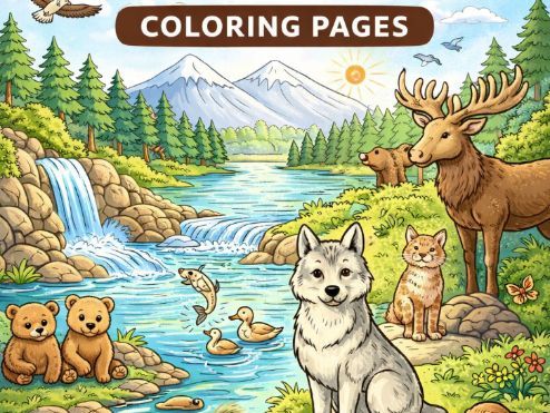 Ultimate Nature & Animal Scenery Coloring Pages (K-Grade 3)