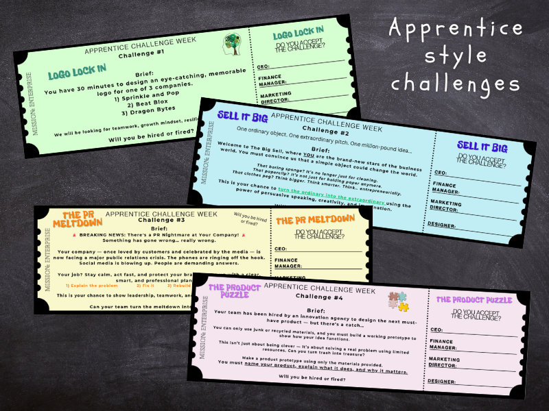 Apprentice-Style Enterprise Challenge Cards