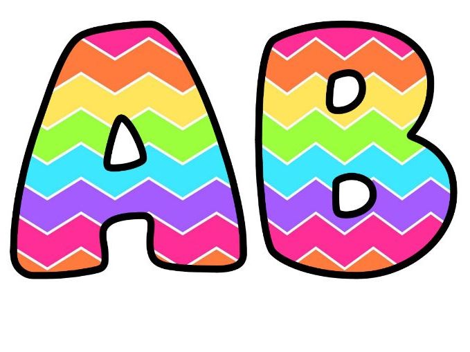Rainbow Chevron Zigzag Bubble Letters | Striped Bulletin Board Letters | Classroom Display Pack