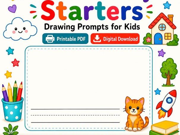 Doodle Story Starters | Drawing Prompts for Kids | Printable PDF | Digital Download