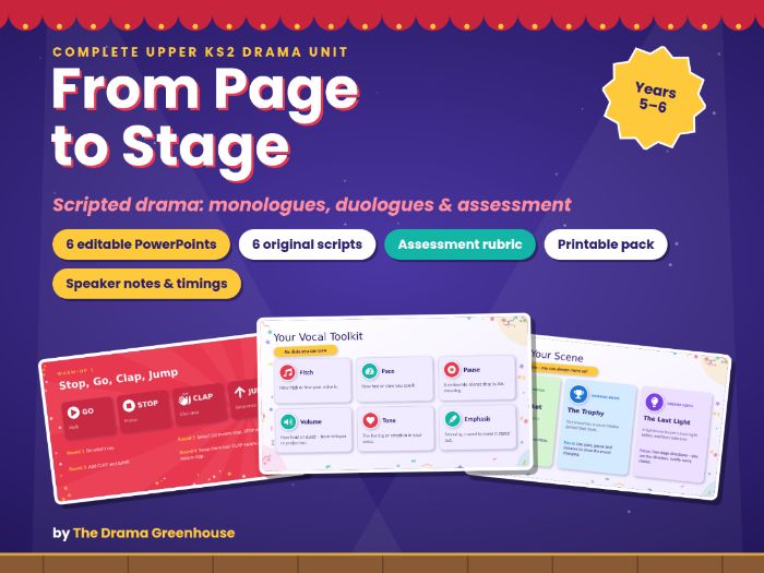 From Page to Stage: Complete KS2 Scripted Drama Unit (6 Lessons + Assessment)