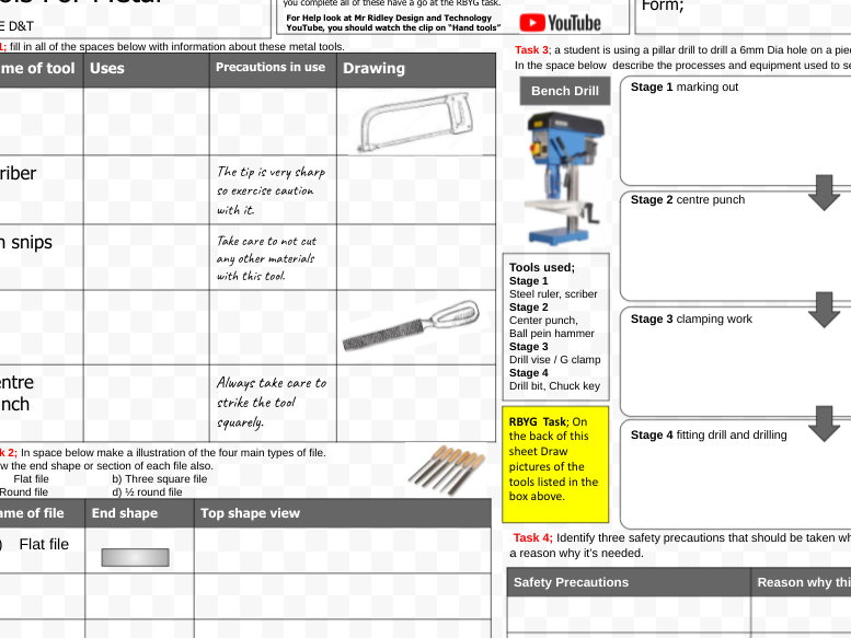 Hand Tools for Wood and Metal  GCSE D&T