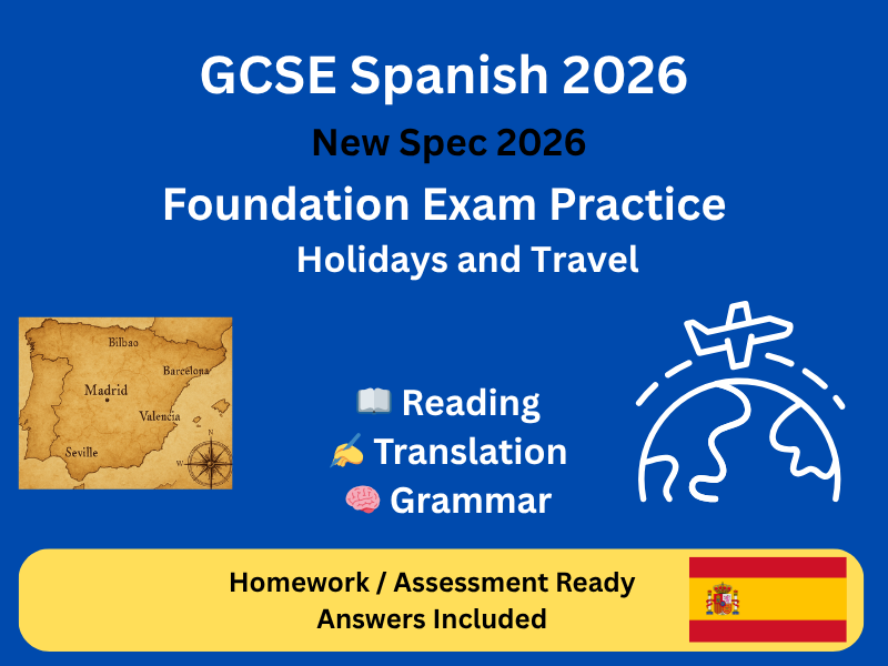 GCSE Spanish Foundation AQA 2026 | Local Area Holiday Travel | Reading Translation Grammar