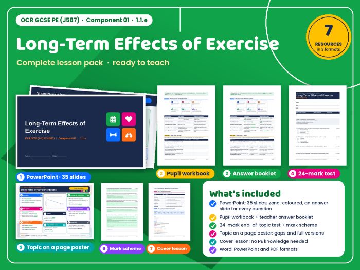 OCR GCSE PE (J587) 09: Long-Term Effects of Exercise – Complete Topic Pack