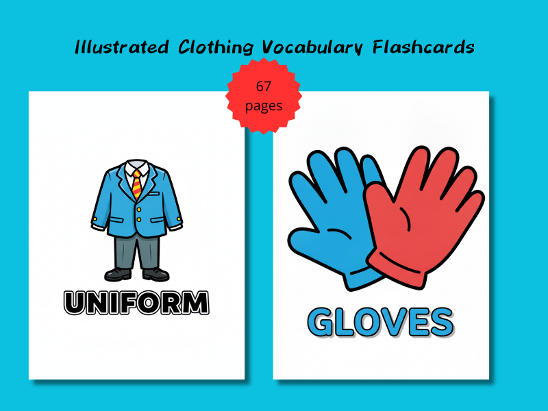 Illustrated Clothing Vocabulary Flashcards