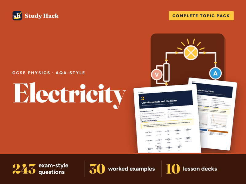 GCSE Physics Electricity Complete Pack (AQA-style): Circuits, Resistance, Mains, Power and the Grid