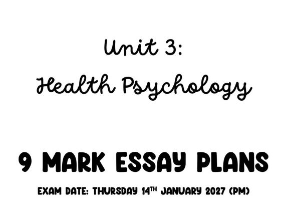 BTEC Applied Psychology Extended Certificate Unit 3 Health Psychology essay plans