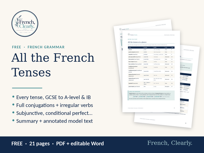 FREE French Tenses Reference Guide – All Tenses, GCSE to A-level & IB (incl. Subjunctive)