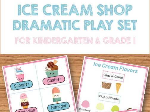 Ice Cream Shop Dramatic Play Set for Kindergarten & Grade 1