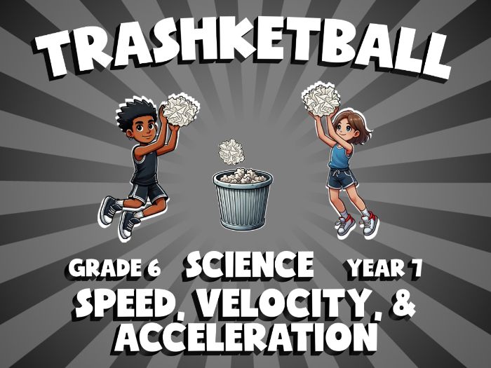 Speed, Velocity, & Acceleration TRASHKETBALL Science Game | No-Prep Year 7 Review Activity