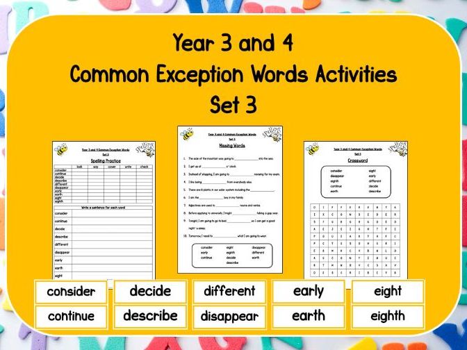 Year 3 4 Common Exception Words Set 3 Teaching Resources Year 3 4 Common Exception Words Set 3 Teaching Resources