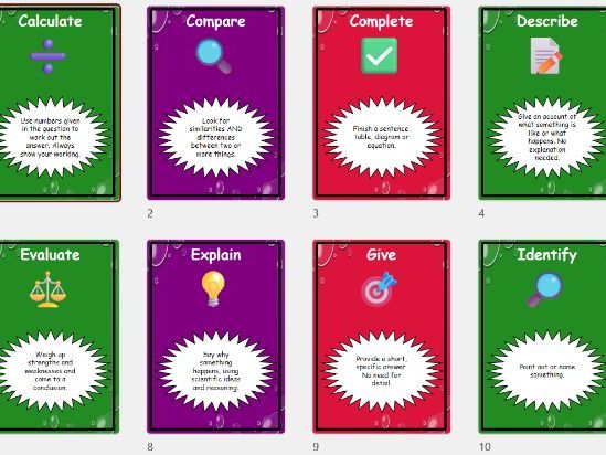 SCIENCE COMMAND WORDS FOR DISPLAY COLOURFUL