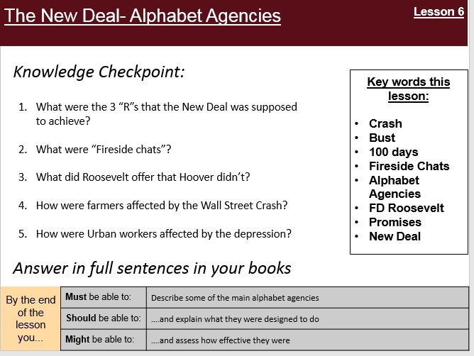 The New Deal- 3 lessons