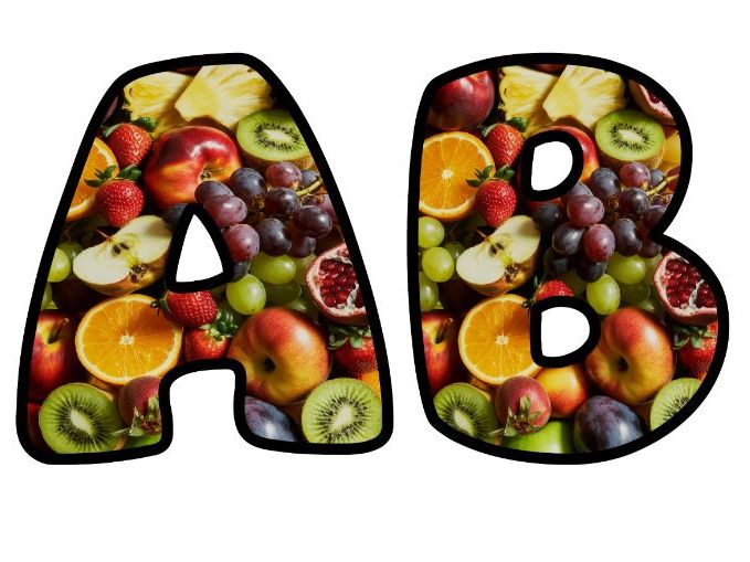 Healthy Fruit Living Classroom Display | Lettering Set | Upper & Lowercase, 0-9 and Signs
