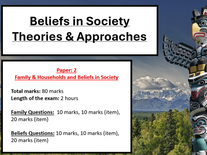 Sociology – Beliefs in Society: Theories & Approaches Activity Booklet