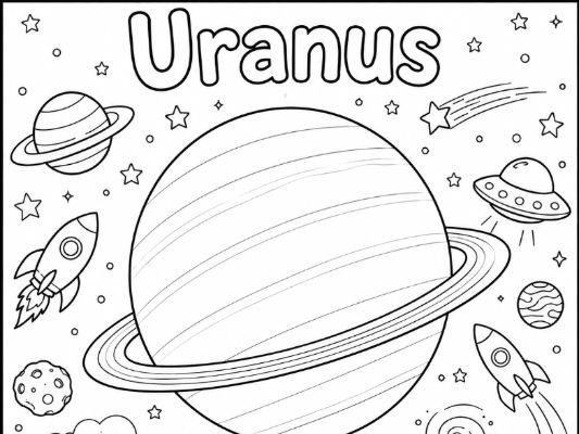 Planet Uranus Colouring Worksheet- Solar System