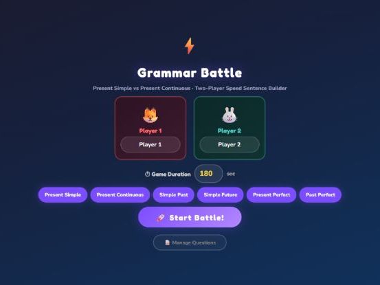 English Grammar Battle Sentence Builder