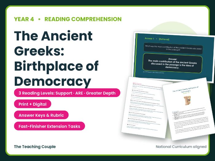 The Ancient Greeks: Birthplace of Democracy Reading Comprehension | Year 4 (KS2)