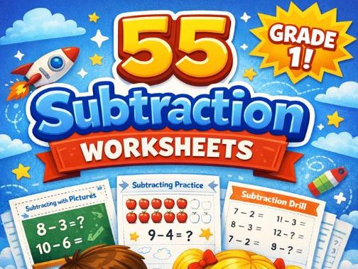 55 Subtraction Worksheets for Grade 1
