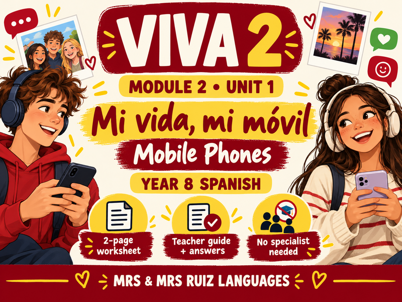 Year 8 Spanish Cover Lesson | Viva 2 Module 2 Unit 1 | Mi vida, mi móvil